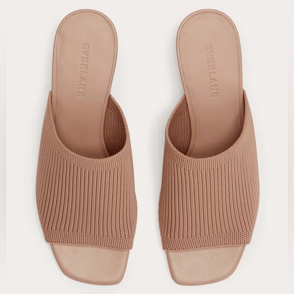 Everlane Glove Mule ReKnit Blush Tan Block Heel Sandal Size 8 Worn Once - Picture 2 of 10